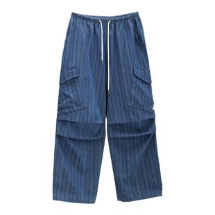 CBXLAB街舞潮牌【心动专区】竖条纹牛仔长裤复古游牧风爵士休闲裤