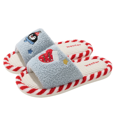 亚麻拖鞋女款秋冬季2025新款