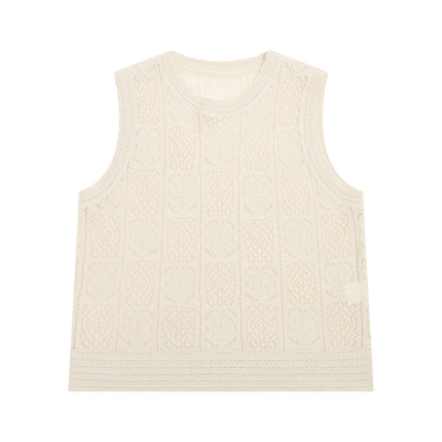 THESOONG|复古爱尔兰手工编织阿兰花纹立体质感背心上衣HWBX8531