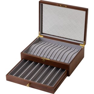 梵瀚 实木珍珠项链盒长条黄金手链收纳高档精致大容量带锁首饰盒