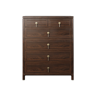 新中式六斗柜实木乌金木现代客厅收纳柜卧室靠墙边柜床尾柜储物柜