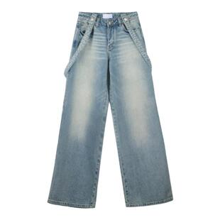 【明星同款】CGUK低腰大阔腿背带牛仔裤 可调节背带裤