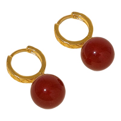 浮漾复古红玛瑙珍珠新年耳环