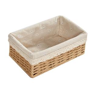 编织收纳筐桌面杂物零食钥匙面膜收纳盒水果置物箱藤编日式收纳篮