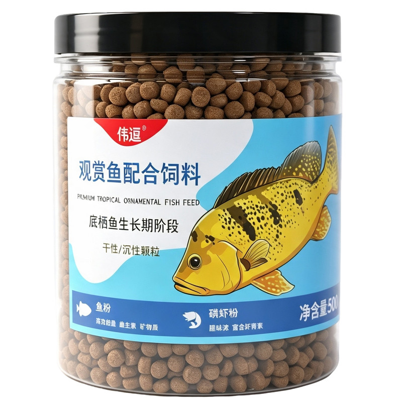 巴西亚鱼饲料帝王三间黄金巴西亚专用中型增艳亮色下沉型颗粒鱼粮