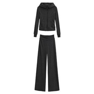 加绒不臃肿~ENEY超柔软简约休闲连帽卫衣套装立领修身显瘦两件套