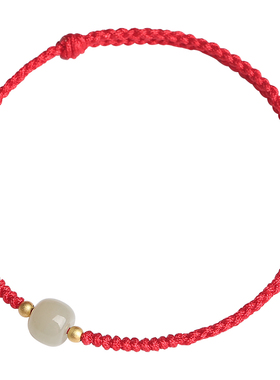 普陀山男女棉绳和田玉编织手绳