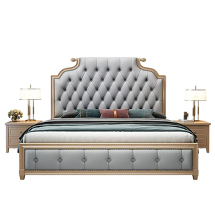 欧式实木双人床1.8米现代简约软包公主床2米美式婚床主卧储物大床