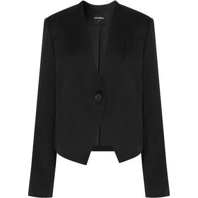 通勤醋酸质感无领休闲西装