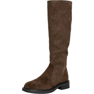 Bata瘦瘦靴女2025冬季新款显瘦增高百搭弹力粗跟长筒靴67053DG5