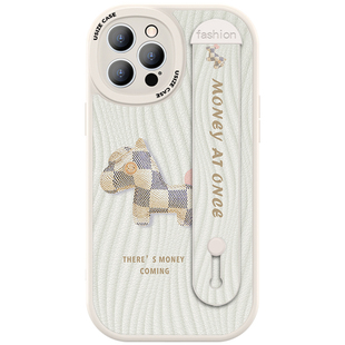 适用苹果17promax手机壳新款iphone16pro腕带13全包防摔12创意支架14pro小羊皮11的磨砂套plus高级感情侣女款