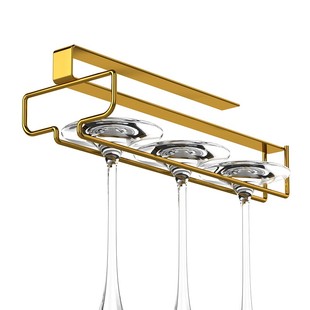 红酒杯架倒挂高档轻奢葡萄酒高脚杯免打孔酒柜挂架家用悬挂酒杯架