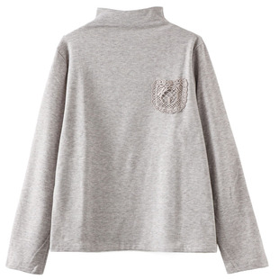 半高领加绒打底衫女装秋冬新款休闲宽松套头内搭拼接保暖加厚上衣