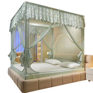 拉链方顶蚊帐宝宝防摔坐床式三开门无底1.35m1.5米床不锈钢蒙古包