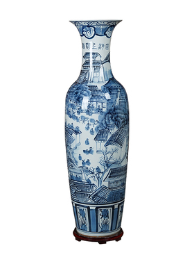 清明上河图手绘大花瓶景德镇陶瓷客厅酒店公司开业落地高摆件送礼