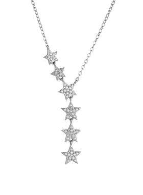AHCHOO 静奢火彩莫桑石渐变璀璨六星项链小众高级感S925银锁骨链