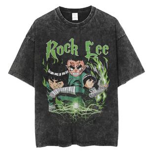柒街巷NARUTO印花T恤火影忍者宇智波鼬水洗做旧宽松短袖t-shirt男