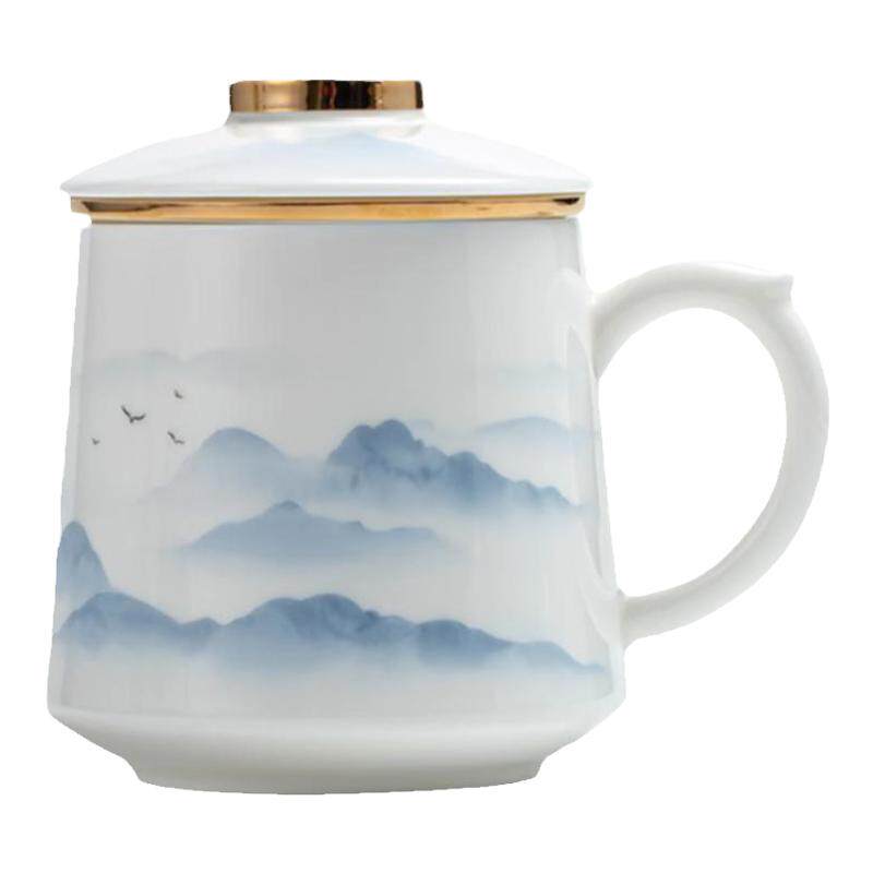 陶瓷茶水分离杯子大容量