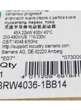 议价西门子软起动器 3RW4036-1BB14 正品现货3RW40361BB14现货议