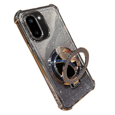 适用一加Ace6T闪粉带支架镜子壳