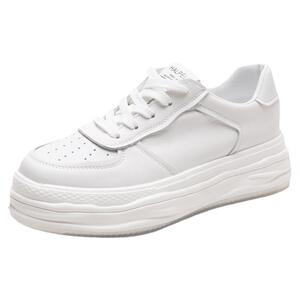 真皮小白鞋女新款白色板鞋2023年果冻底松糕鞋韩版厚底增高休闲鞋