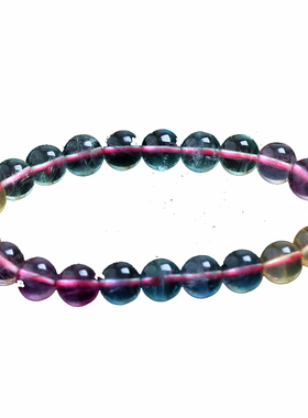 天然原矿蛇眼彩萤石女七彩单圈