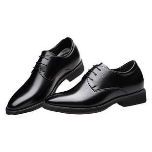 增高皮鞋男8CM商务正装隐形内增高6cm中青年鳄鱼纹上班结婚小码鞋