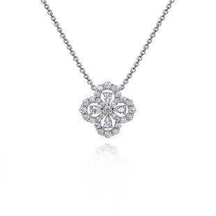 羡吻时尚高级感HW四叶草项链轻奢小众满钻吊坠女百搭通勤锁骨链