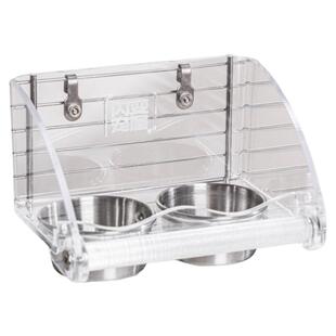 鹦鹉防溅鸟食盒内挂无孔可装水防撒喂水器亚克力透明碗不锈钢食槽