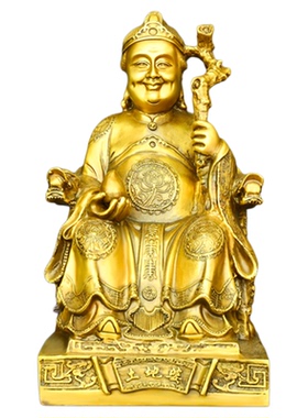 铜土地公土地婆摆件福德正君工艺品土地爷土地奶一对铜像大号供奉