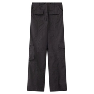 BM酷飒风工装裤 美式复古高街设计感灰色直筒显瘦休闲多口袋长裤