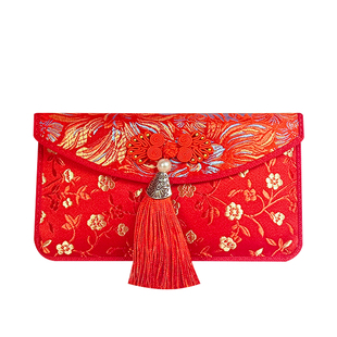 结婚布艺万元红包袋国风复古高档锦缎订婚彩礼婚礼敬茶改口布红包