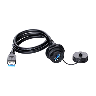 凌科机箱usb3.0前置面板线防水公对母转接头防水航空插头连接器