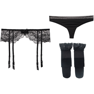 迷瞳 吊带袜 吊带丝袜 吊袜带套装 丝袜性感内衣蕾丝长筒网袜大码