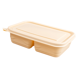 650两格打包盒500双格分格玉米淀粉可降解一次性餐盒食品级2隔饭