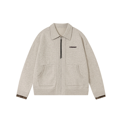 FORNINES含绵羊毛假两件针织开衫男生2025春秋新款复古毛衣外套女