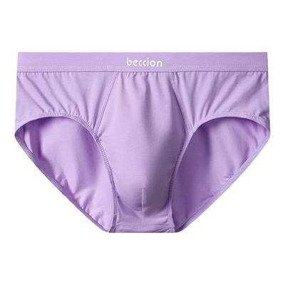 紫色纯棉中腰三角裤蚕丝抑菌内裤