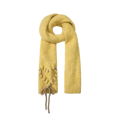 妖精的口袋爱心编织姜黄色长围巾