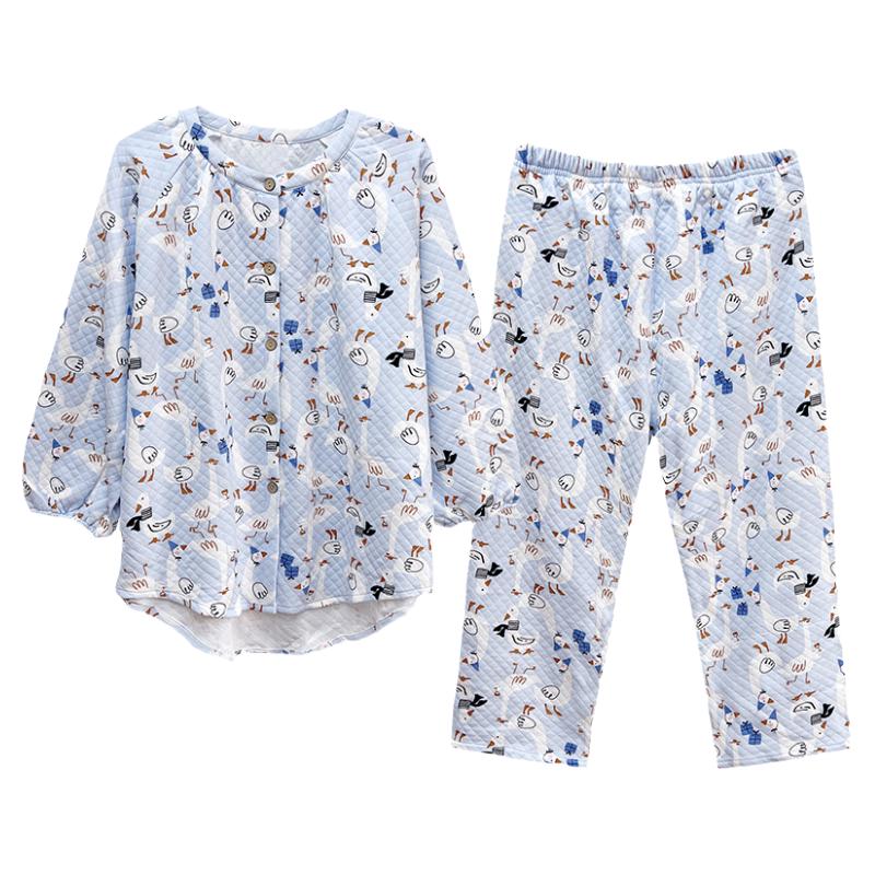 秋冬月子服空气棉哺乳大码睡衣女