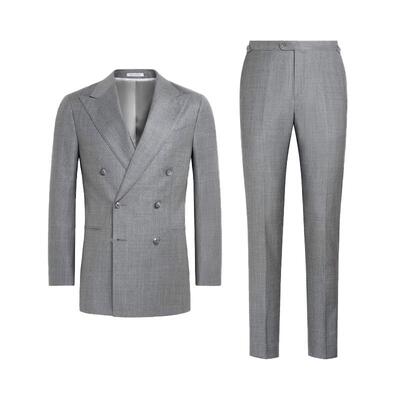 SUITSUPPLY浅灰色S110支羊毛西服修身男士西装套装