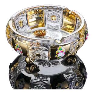 外贸精美镀金玻璃果盘珐琅彩系列高档茶几客厅摆件现代流行款式