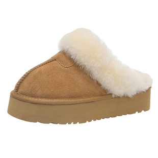 2025新款雪地靴女冬季皮毛一体外穿加绒厚底羊毛口保暖包头半拖鞋