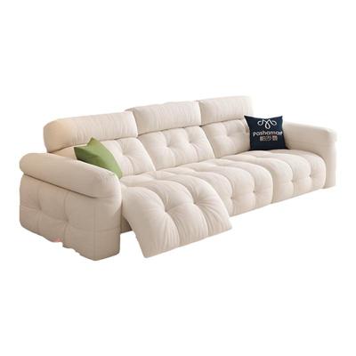 帕沙曼奶油风电动可调节布艺沙发