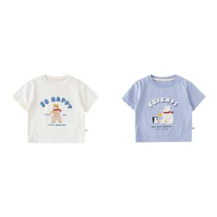 【冰瓷棉】YOUGE幼歌婴幼儿夏季新款卡通宽松上衣舒软休闲短袖T恤