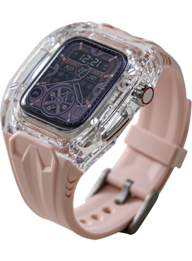 适用于s11苹果手表女生改装apple理查德s10表带s9/SE透明壳iwatch