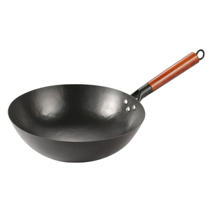 正宗传统老式手工锻打熟铁锅家用无涂层不粘燃气灶适用圆底炒菜锅