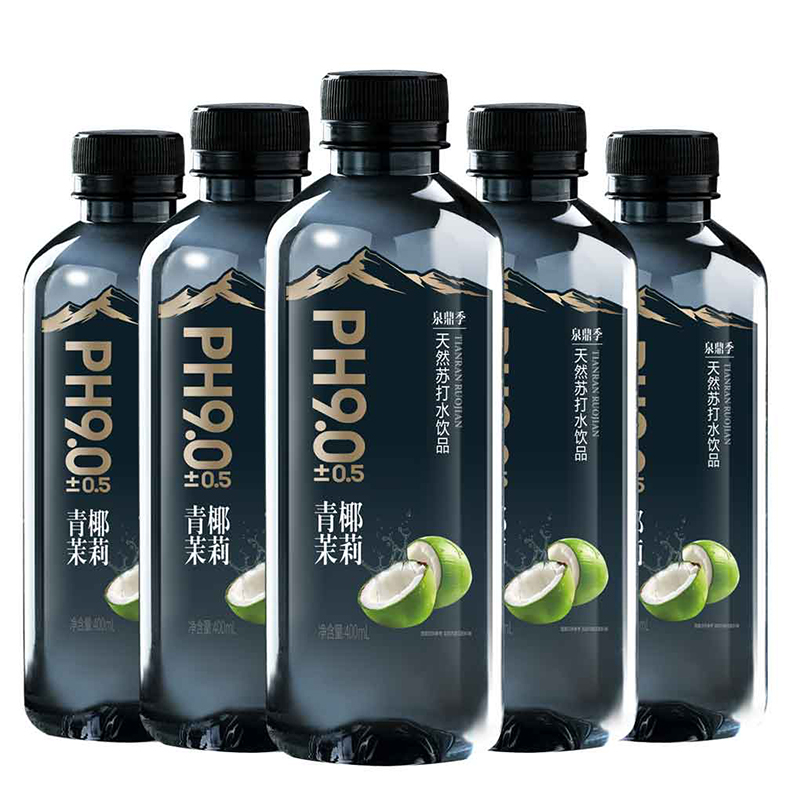 【400ml*24瓶】弱碱性青椰茉莉天然苏打水天然山泉水PH9.0整箱
