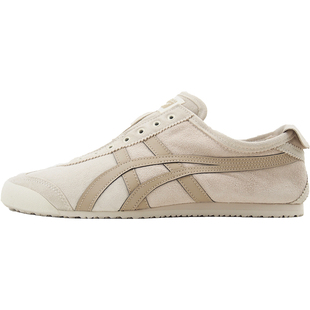 Onitsuka Tiger鬼塚虎男鞋女鞋黑色米色反毛皮加绒一脚蹬1183A438
