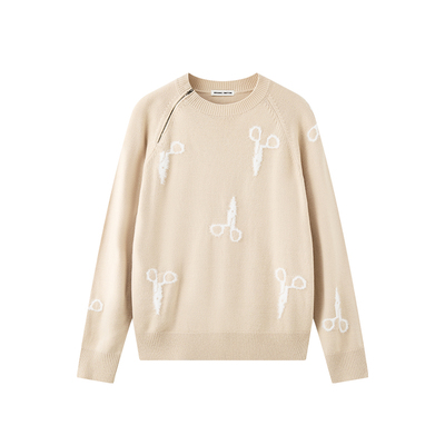 斜拉链圆领毛衣保暖柔软