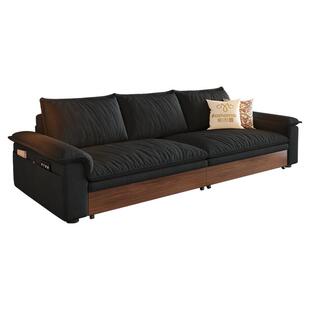 帕沙曼储物沙发床小户型客厅复古风折叠两用公寓布艺沙发帆船黑色